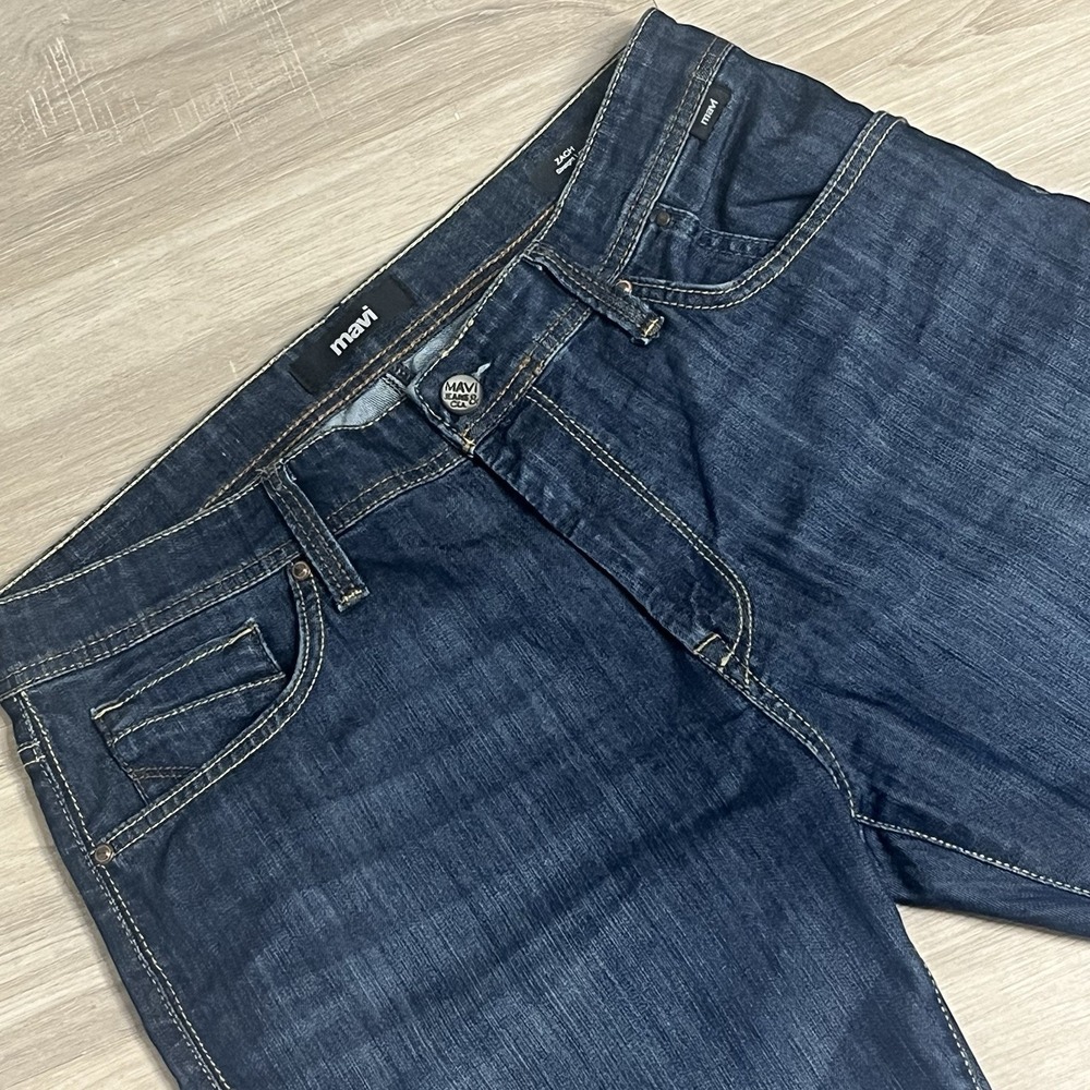Mavi Jeans Mens 35x30 Blue Zach Straight Leg Dark Wash Denim